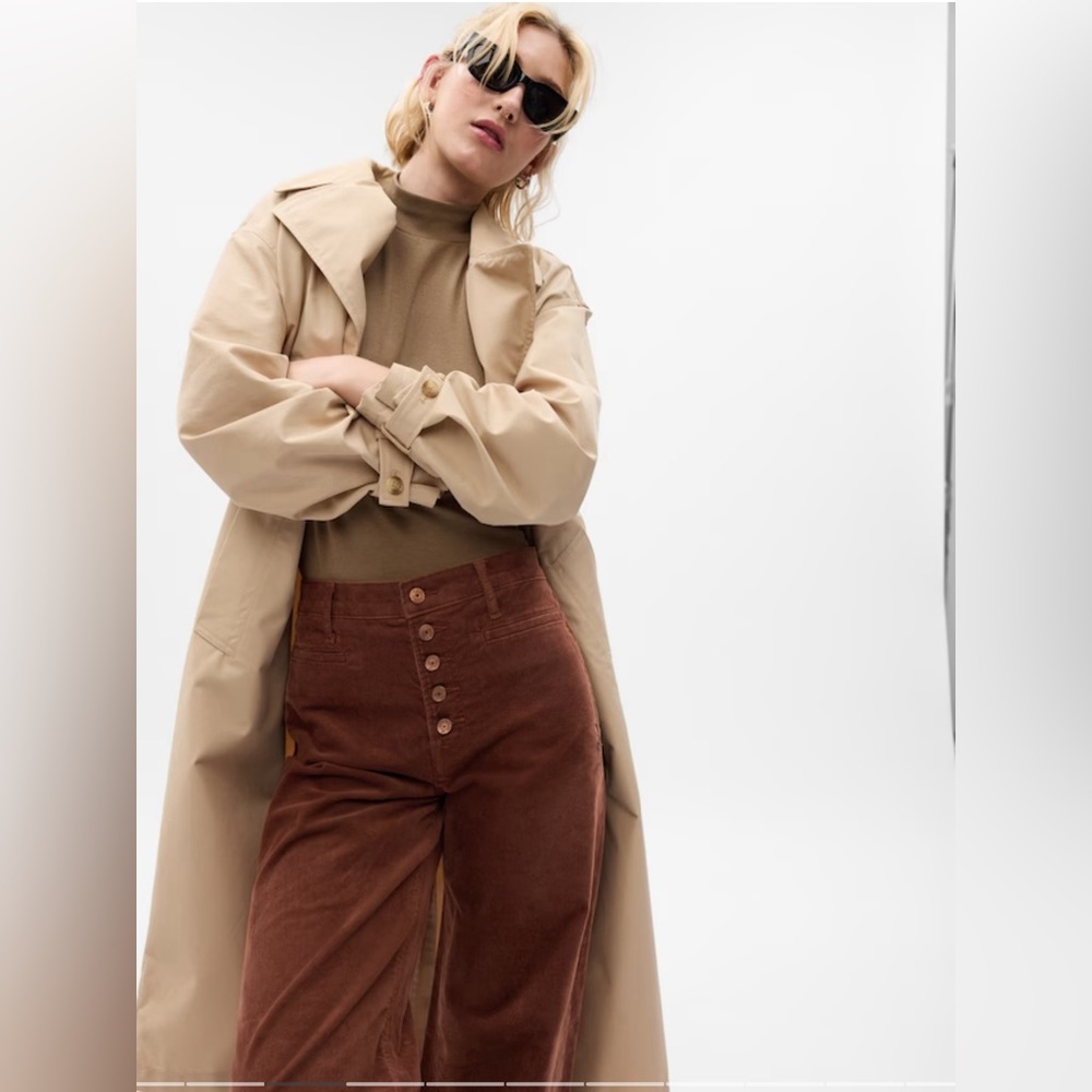 High Rise Corduroy Stride Wide-Leg Pants